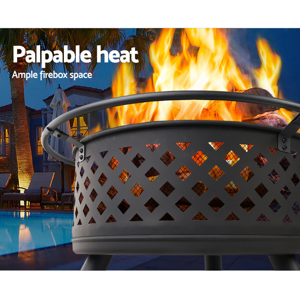 Grillz Fire Pit BBQ Grill 76cm-3