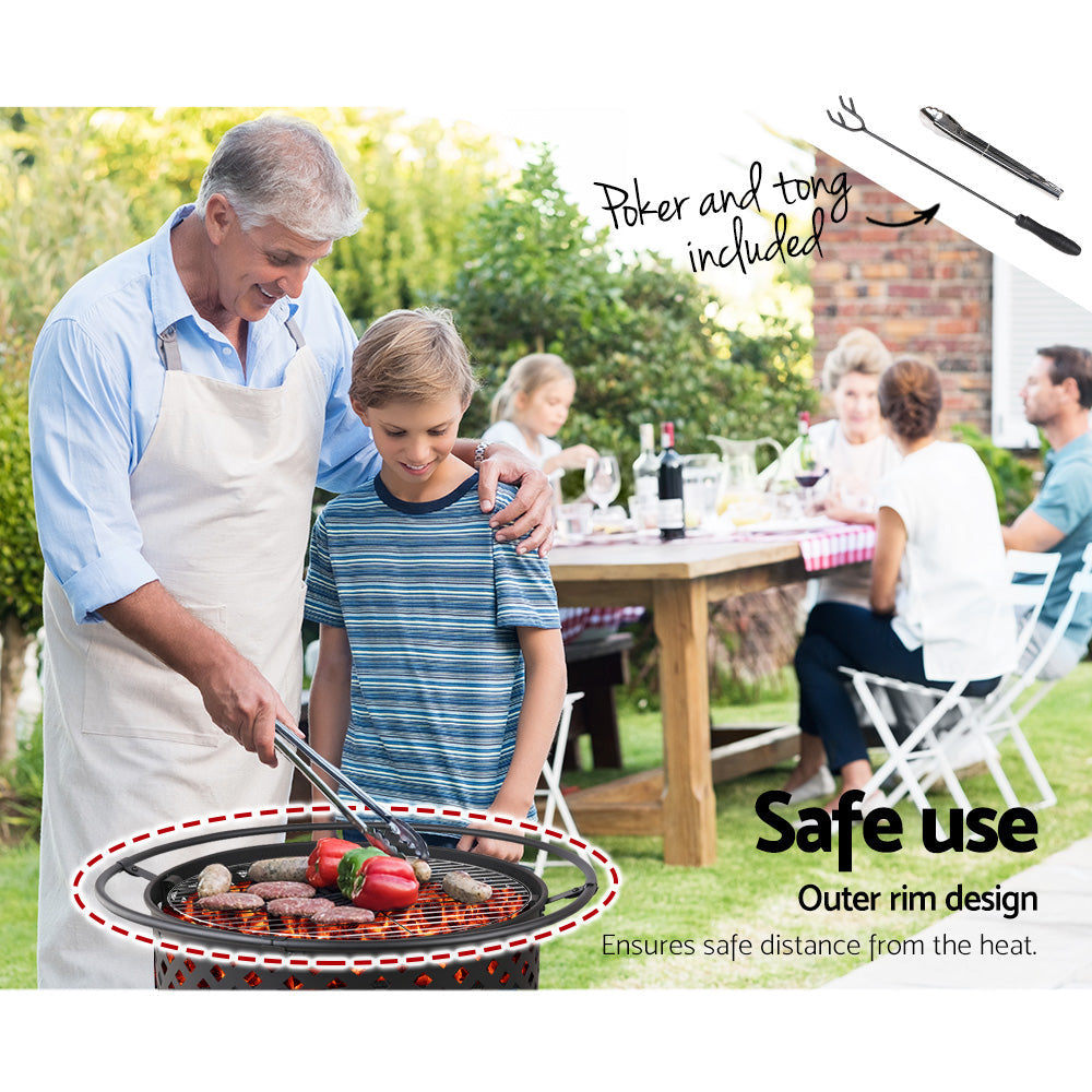 Grillz Fire Pit BBQ Grill 76cm-4