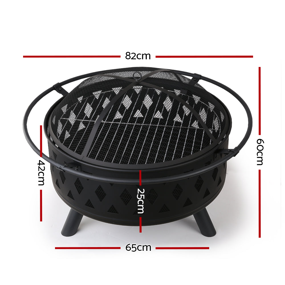 Grillz Fire Pit BBQ Grill 82cm-1