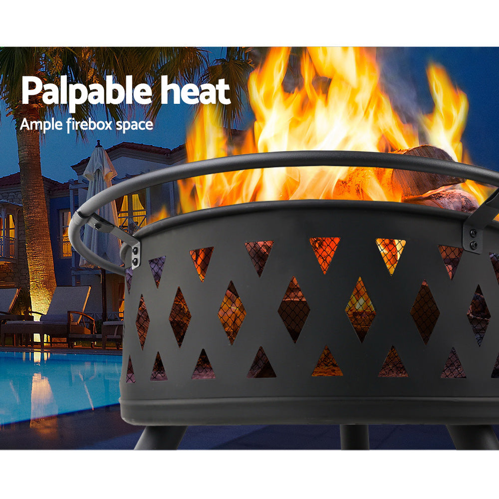 Grillz Fire Pit BBQ Grill 82cm-3