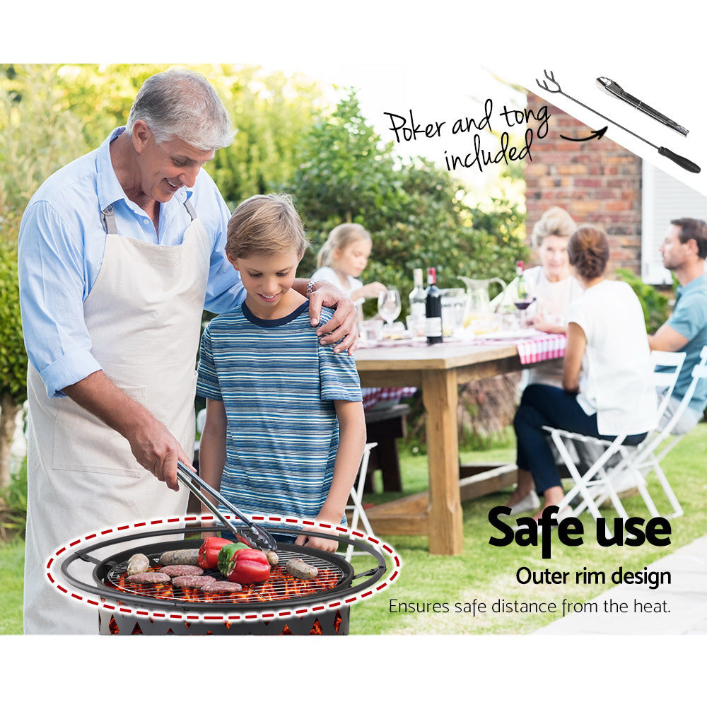 Grillz Fire Pit BBQ Grill 82cm-4