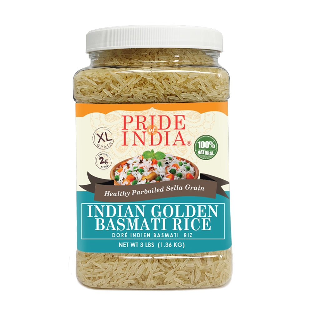 Extra Long Indian Golden Basmati Rice - Healthy Parboiled Sella Grain Jar-2