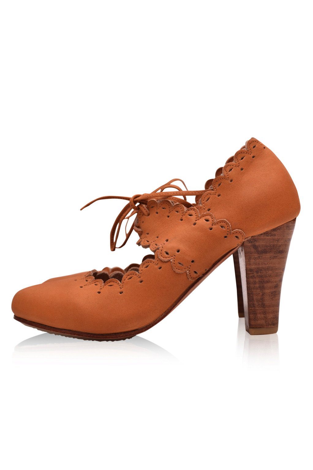 Paradise Bird Scalloped Leather Heels-0