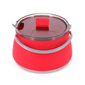 1L Folding Silicone Camping Kettle Pot Red-0
