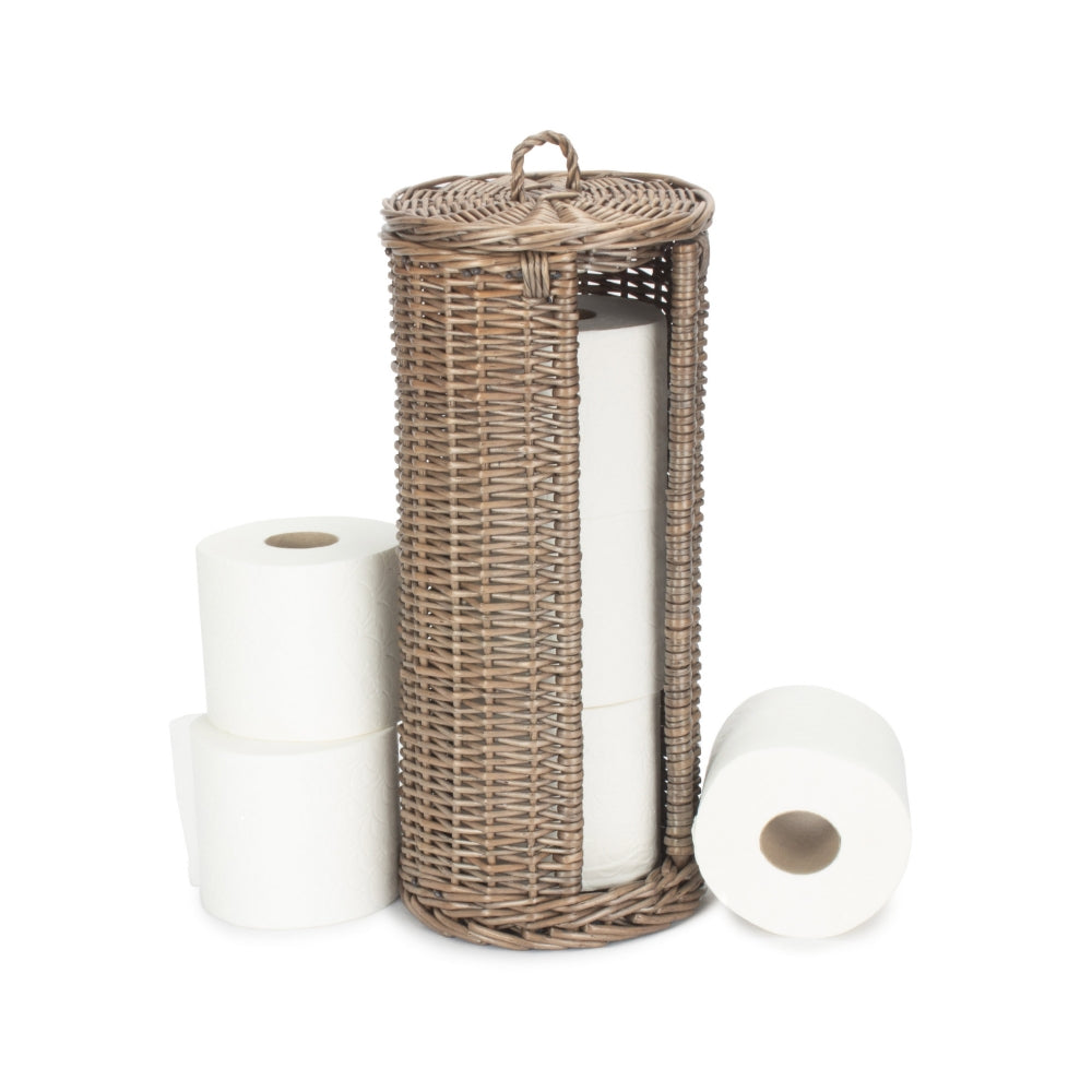 Open Round Rattan 3 Toilet Roll Holder-0