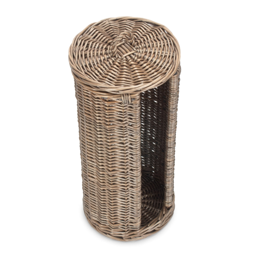 Open Round Rattan 3 Toilet Roll Holder-2