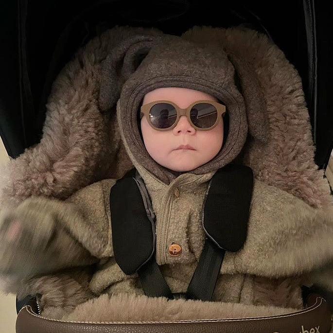 Black Natural Sheepskin Stroller Sleeping Bag-2