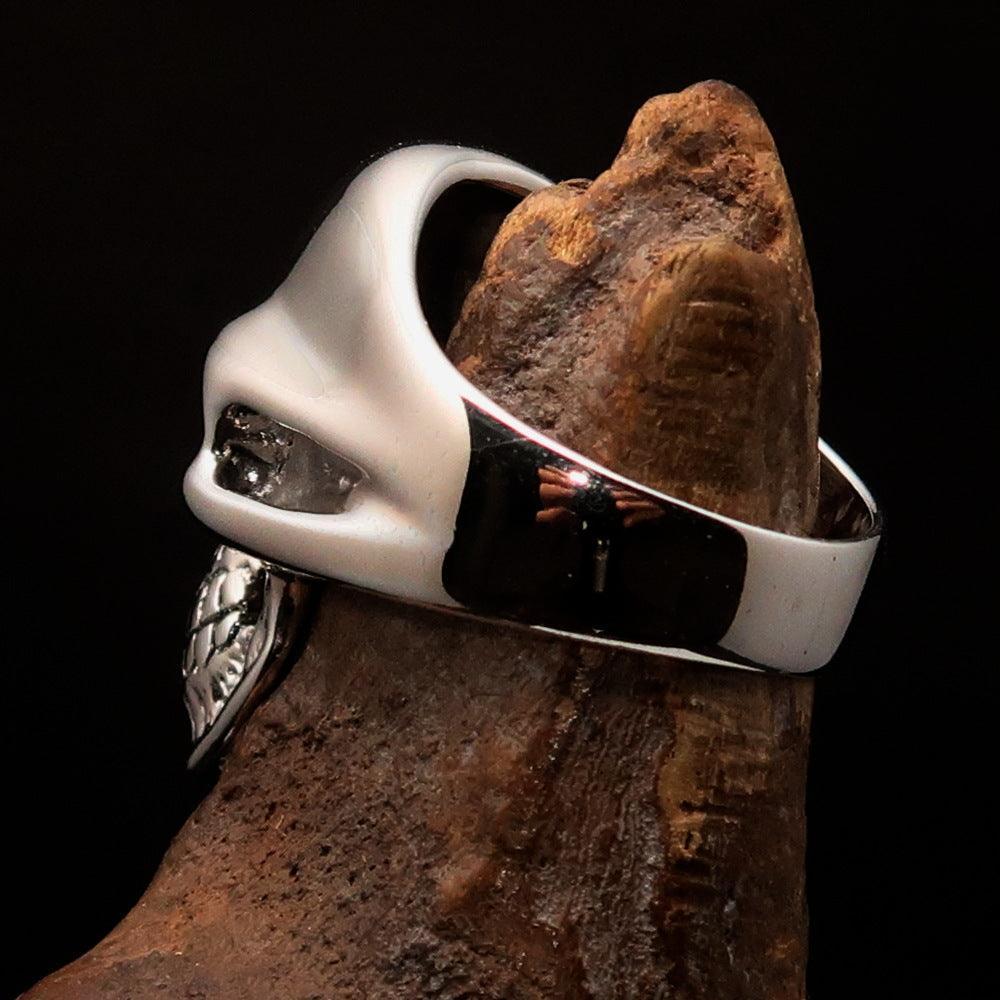 Mirror polished Men's Outlaw Biker Ring yellow 1% Skull - Sterling Silver-4