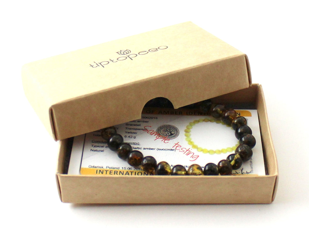 Amber Polished Green Stretch Bracelet for Men-1