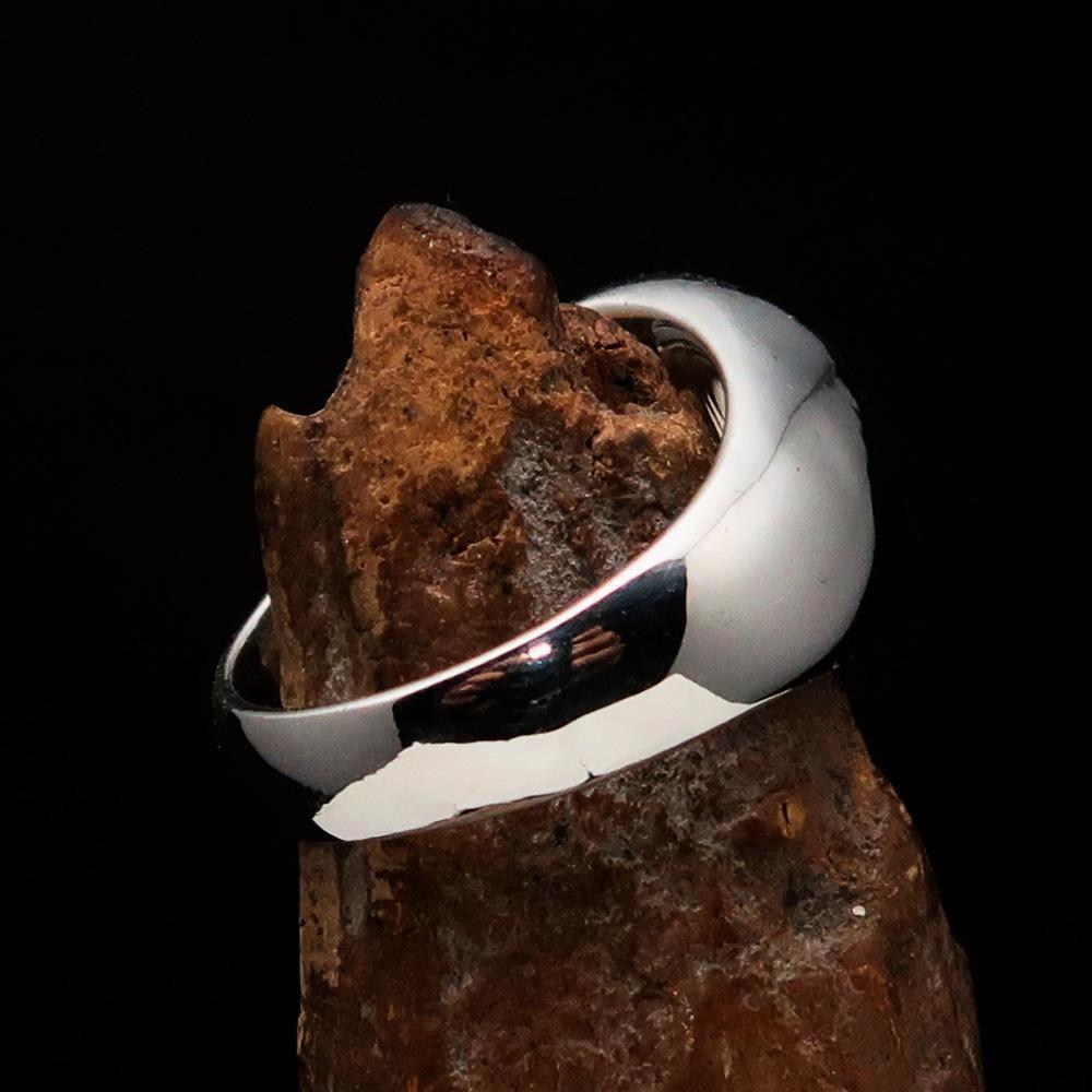 Excellent crafted domed Men's Hexagram Skull Ring - Sterling Silver-3