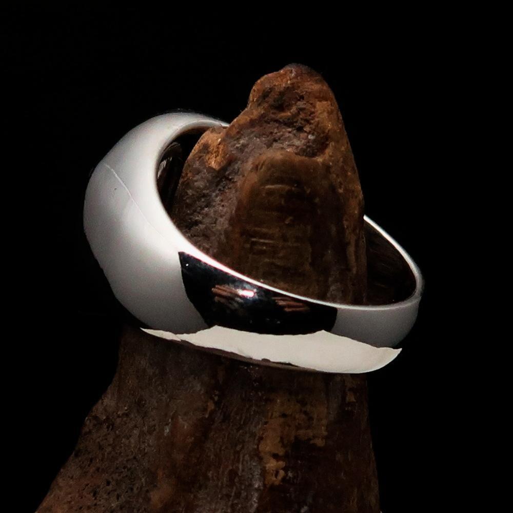 Excellent crafted domed Men's Hexagram Skull Ring - Sterling Silver-4