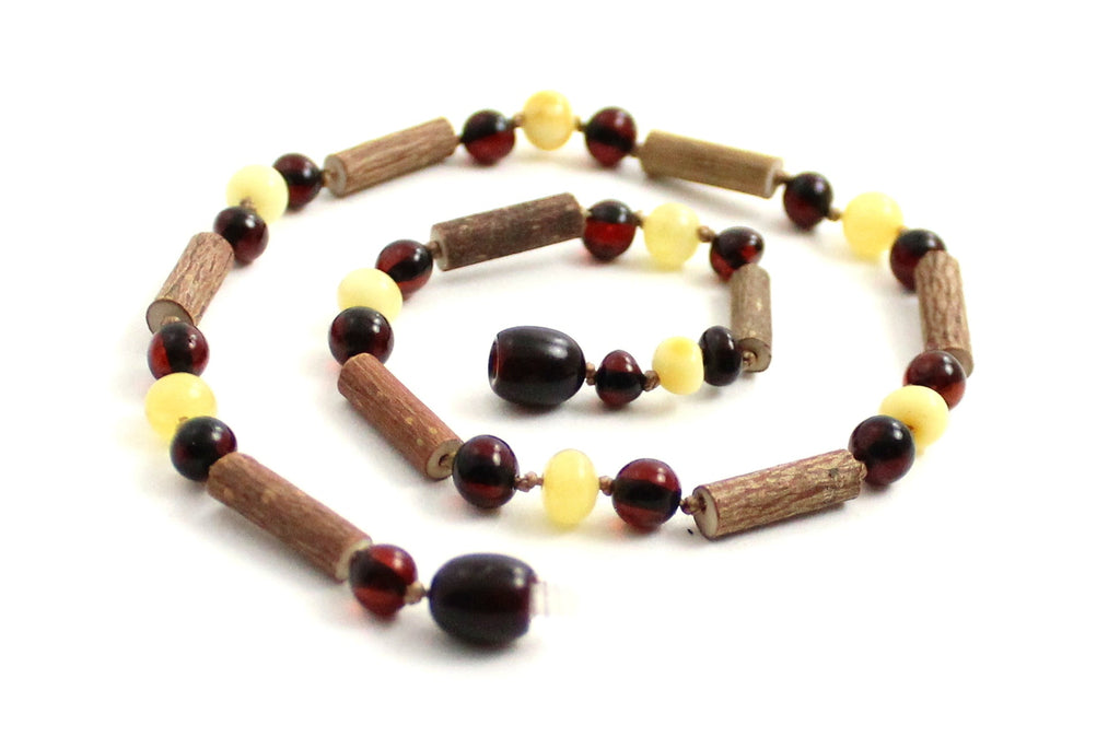 NBBP-H6 Teething Necklace With Amber Polished and Hazelwood-0