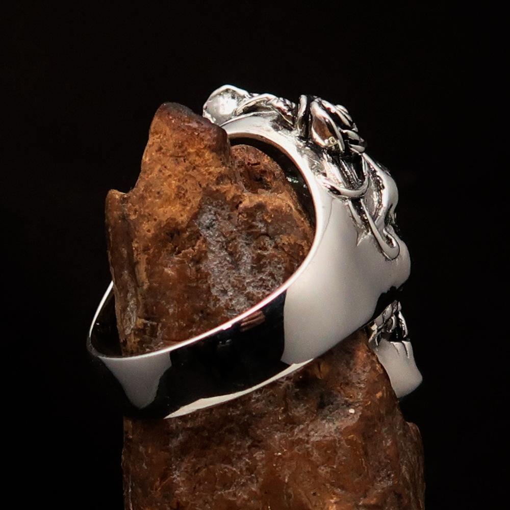 Excellent crafted Lady's Biker Granny Skull Ring - Sterling Silver 925-3