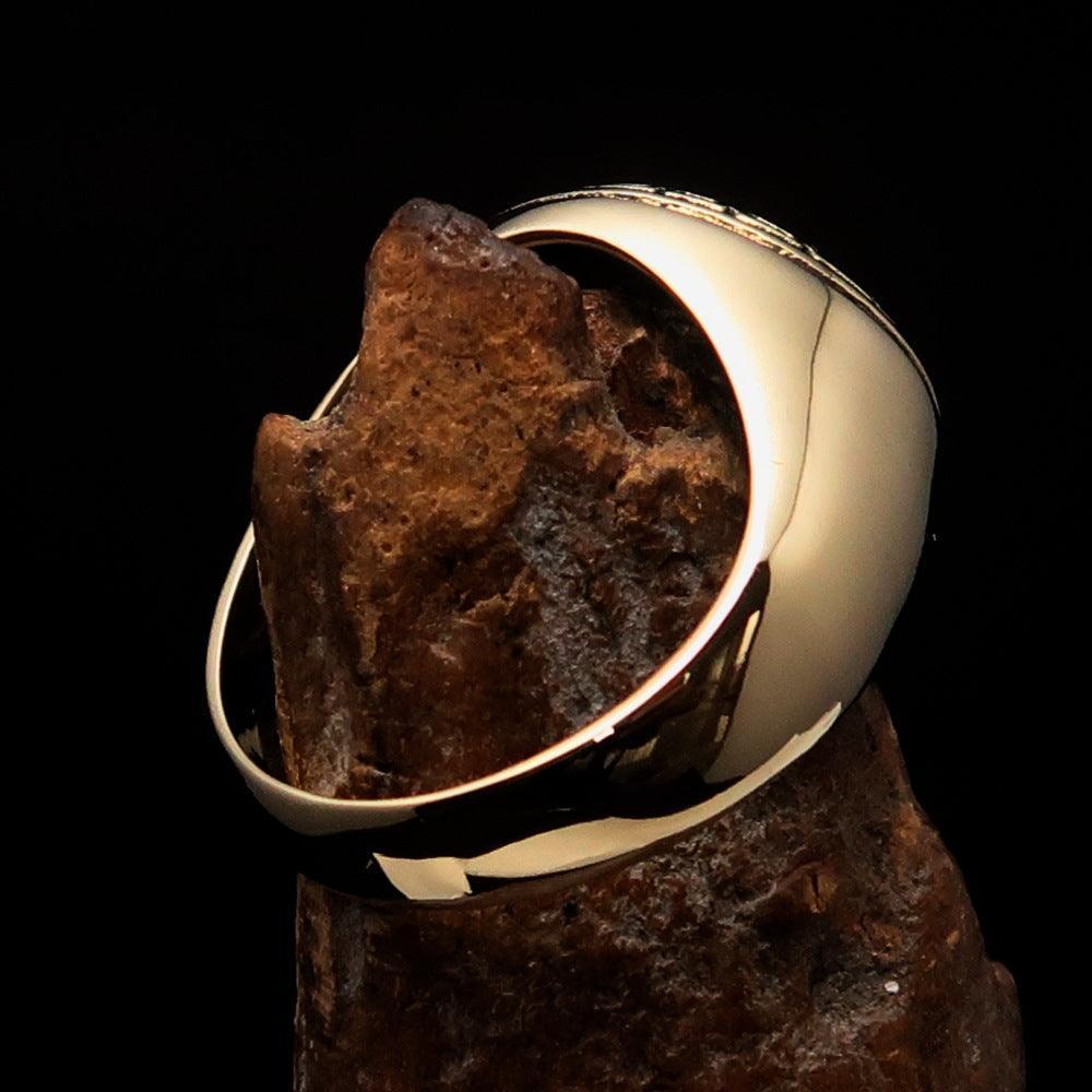 Domed Men's Al Quran ul Kareem Muslim Pinky Ring - shiny Brass-2