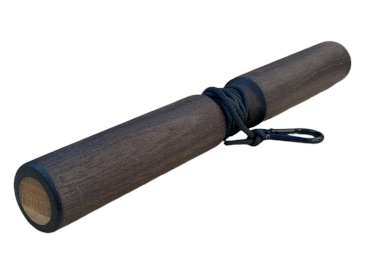 Smoked Oak Wrist Roller 2.2 lbs (1 kg) with Rope and Carabiner 1.77" (4.5 cm) Diameter-1