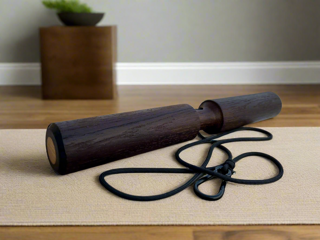 Smoked Oak Wrist Roller with Rope and Carabiner 1.89" (4.8 cm) Diameter (Copy)-0