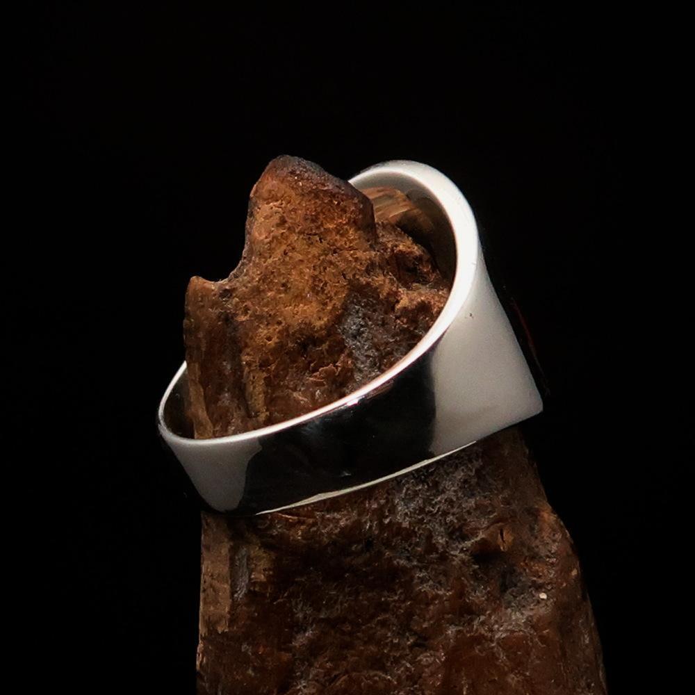 Excellent crafted Men's red Greek Letter PI Ring - Sterling Silver-3