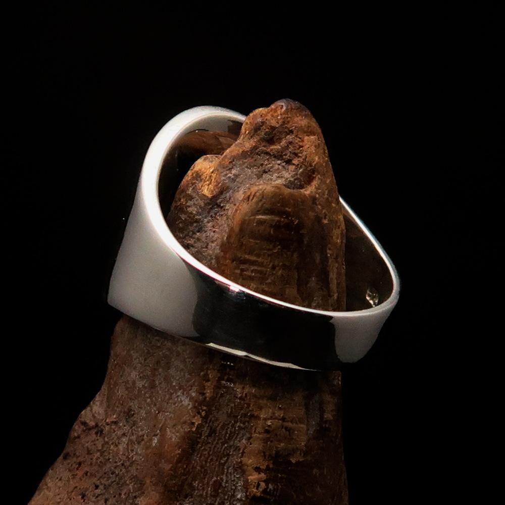 Excellent crafted Men's red Greek Letter PI Ring - Sterling Silver-4