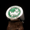 Excellent crafted Men's green Knights Templar Ring - Sterling Silver-0