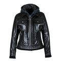 Riley Womens Wax Leather Jacket with Hoody