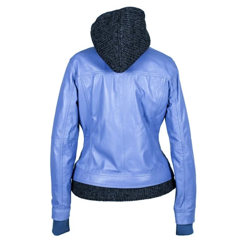Riley Womens Wax Leather Jacket with Hoody