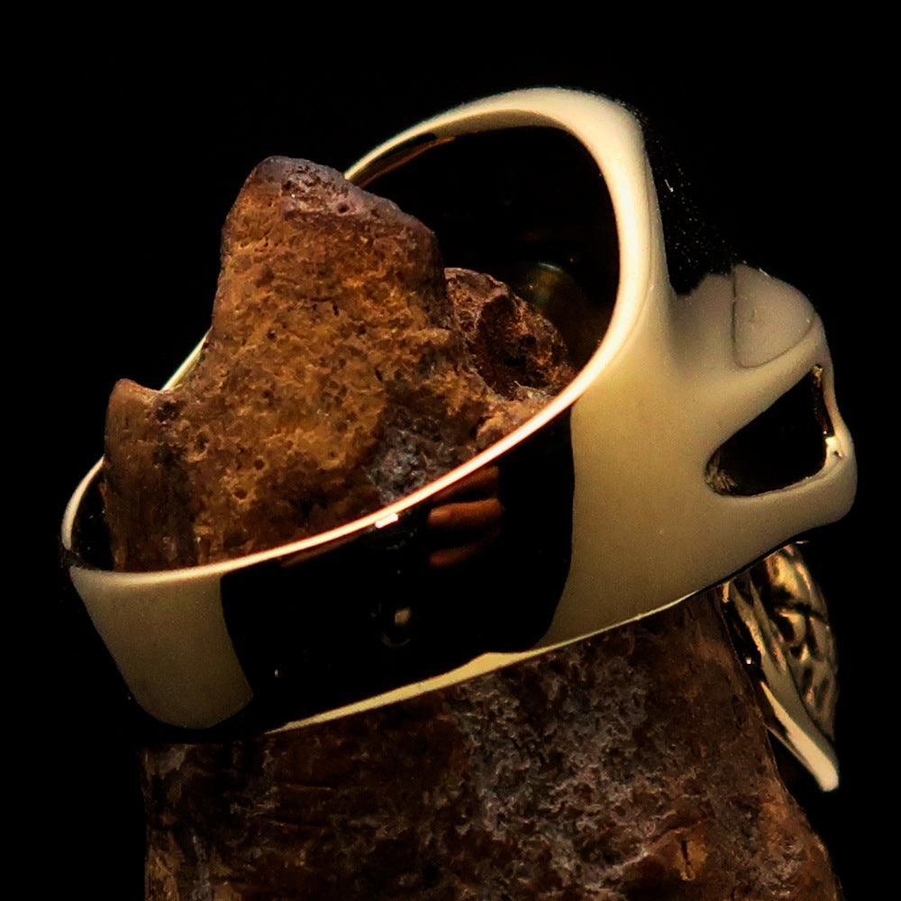 Excellent crafted Men's Biker Skull Ring Red Diamond Lucky 13 - Solid Brass-3