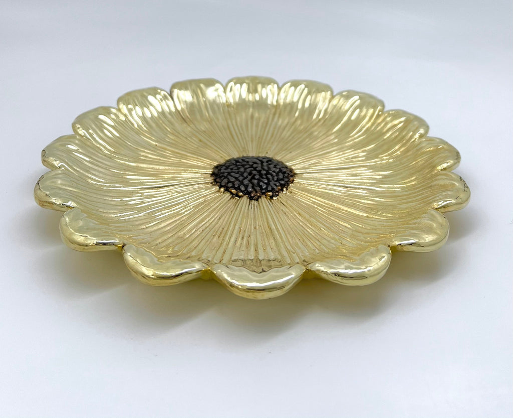 Sunflower Decorative Tray – Electro-formed Flower Jewellery Dish | Gold with Antique Finish | Flower Inspired Home Accent-2