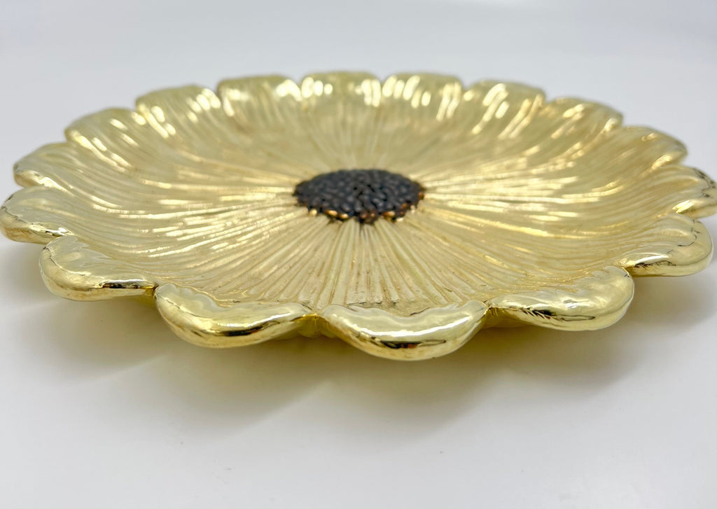 Sunflower Decorative Tray – Electro-formed Flower Jewellery Dish | Gold with Antique Finish | Flower Inspired Home Accent-3