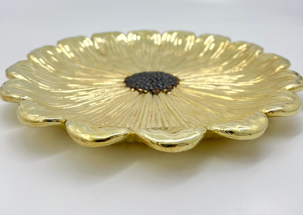Sunflower Decorative Tray – Electro-formed Flower Jewellery Dish | Gold with Antique Finish | Flower Inspired Home Accent-3