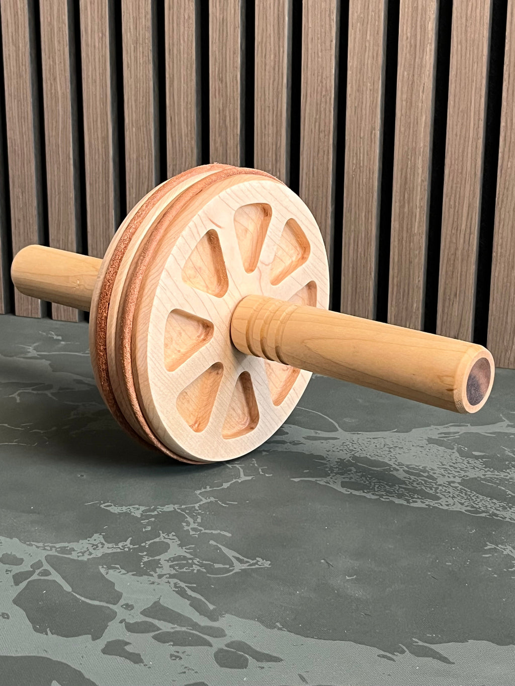 Handcrafted Wooden Ab Wheel - Core Strength Trainer for Home Fitness-0