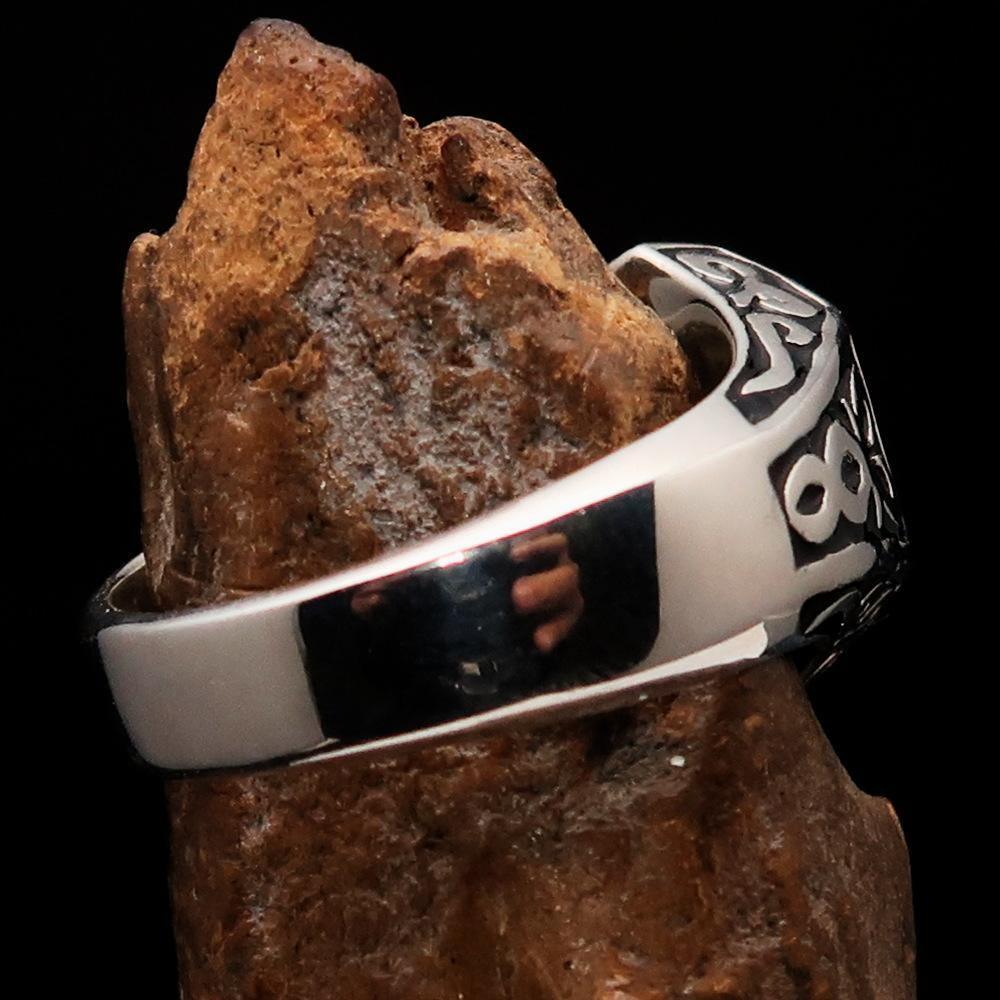 Excellent crafted Men's Black Outlaw Biker Ring 1% - Sterling Silver-4