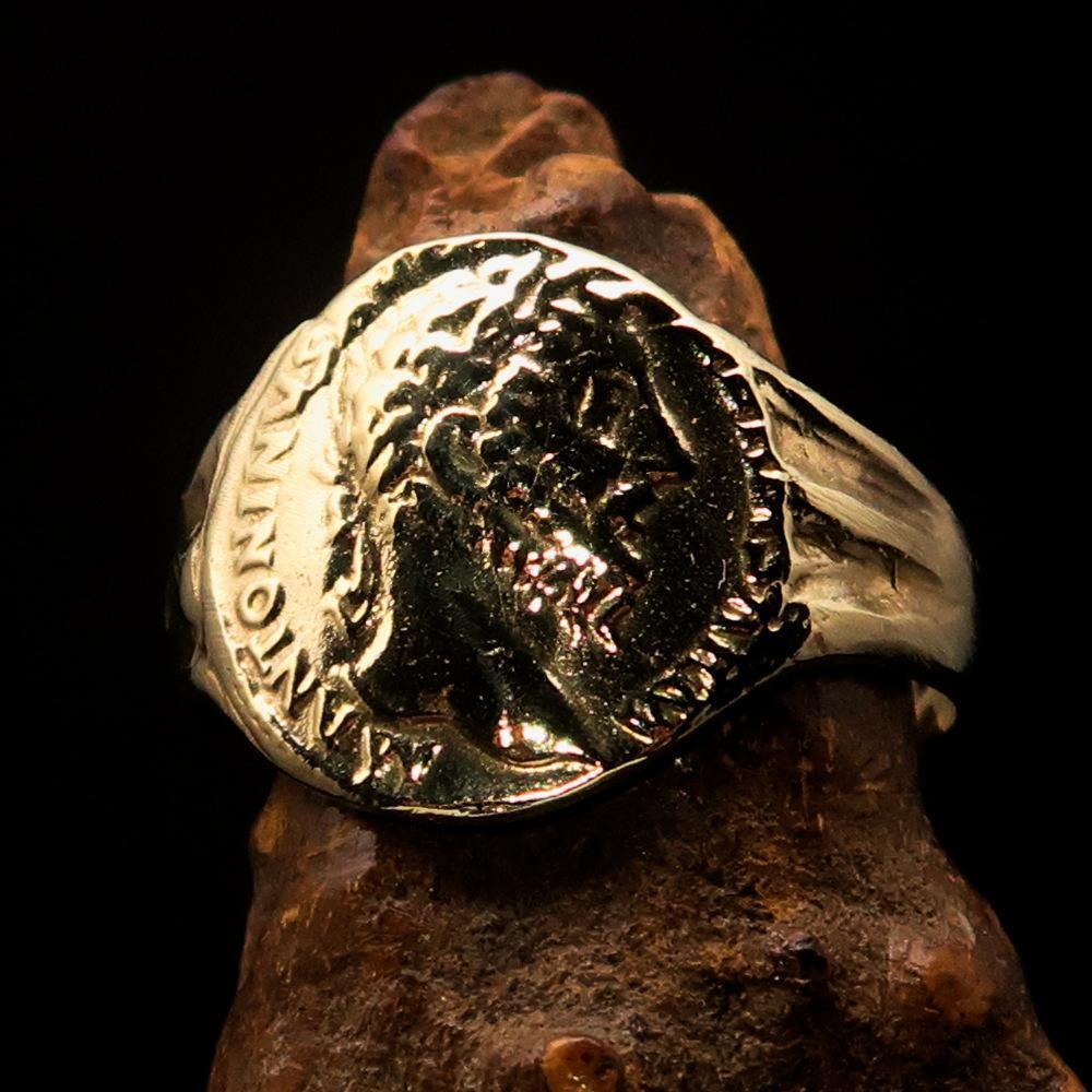 Men's ancient Roman Coin Men's Ring Antonius Pius - Solid Brass-2