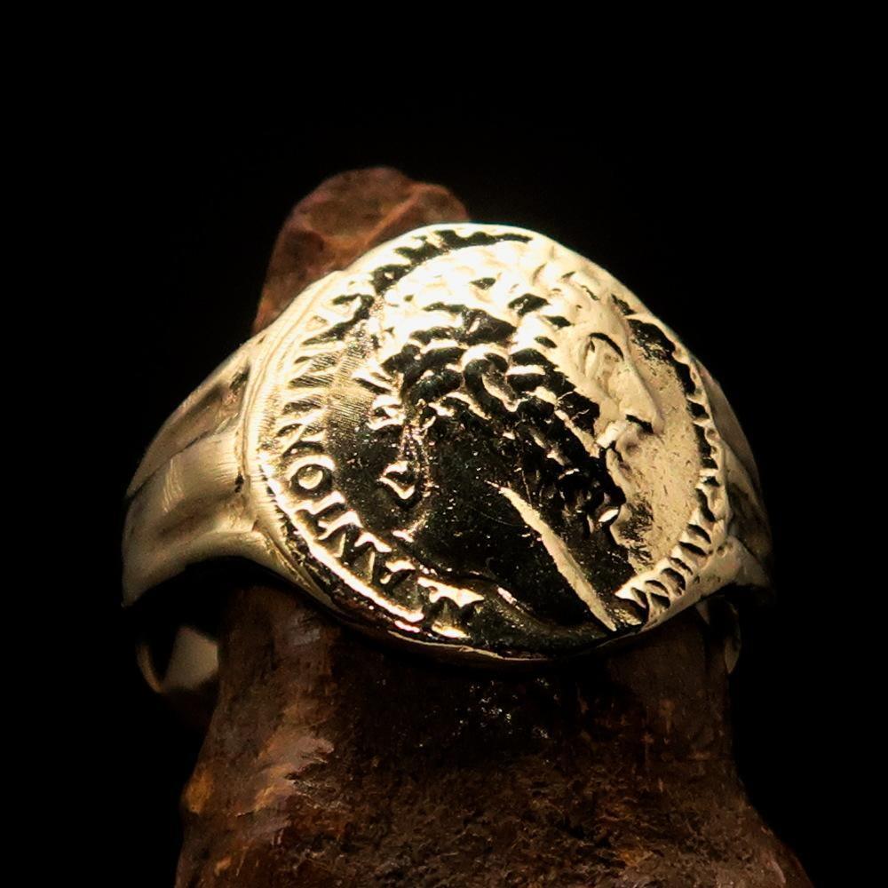 Men's ancient Roman Coin Men's Ring Antonius Pius - Solid Brass-3