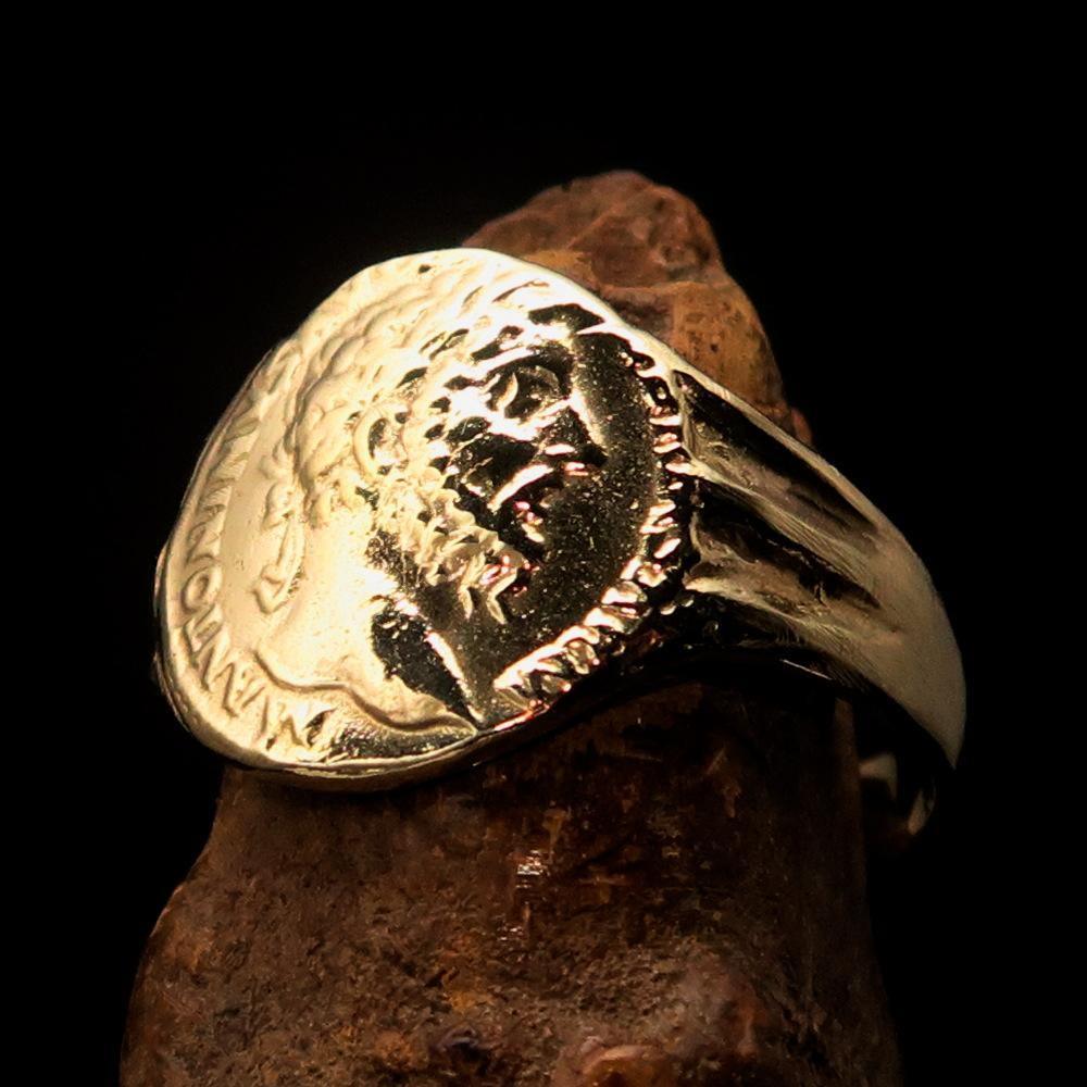 Men's ancient Roman Coin Men's Ring Antonius Pius - Solid Brass-4
