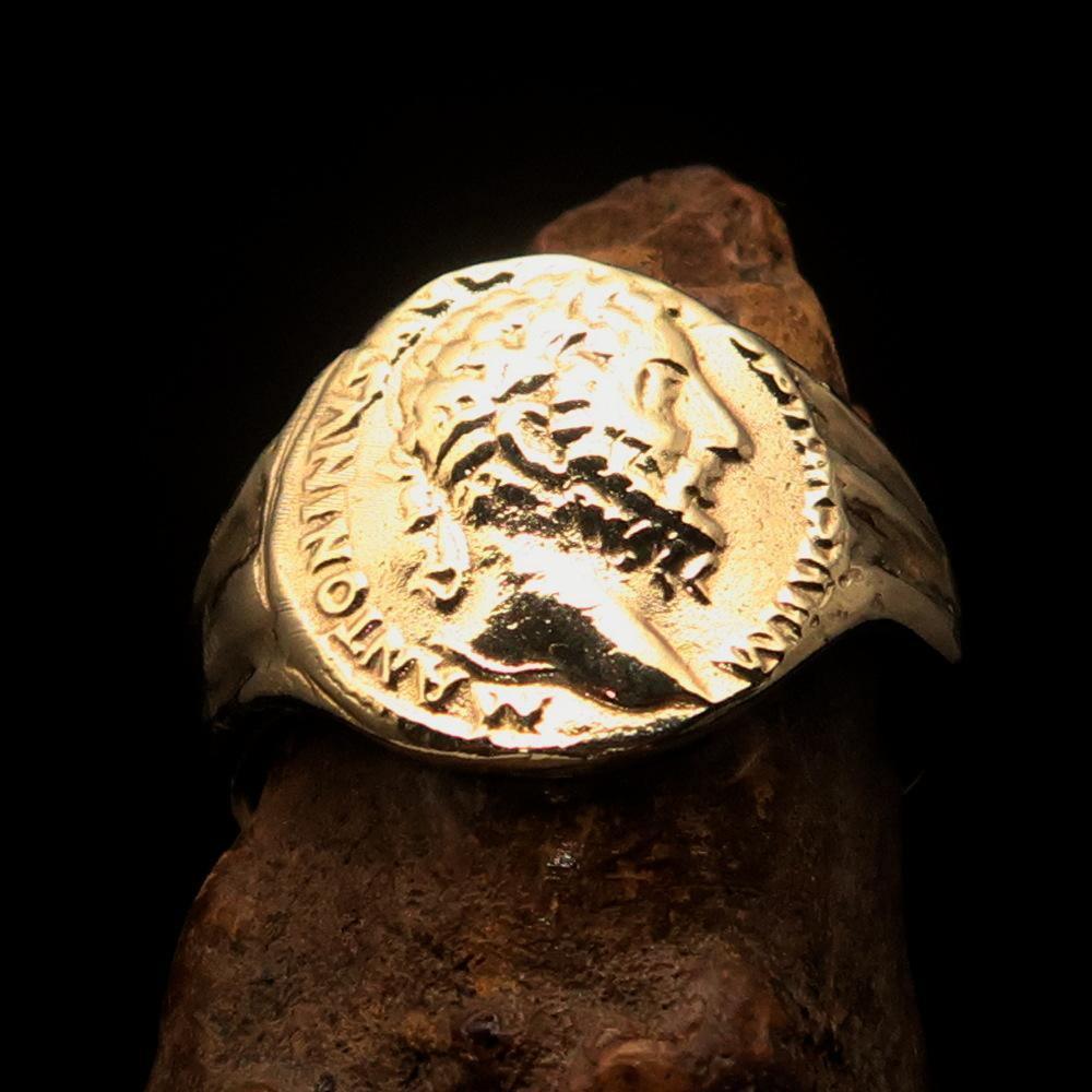 Men's ancient Roman Coin Men's Ring Antonius Pius - Solid Brass-0