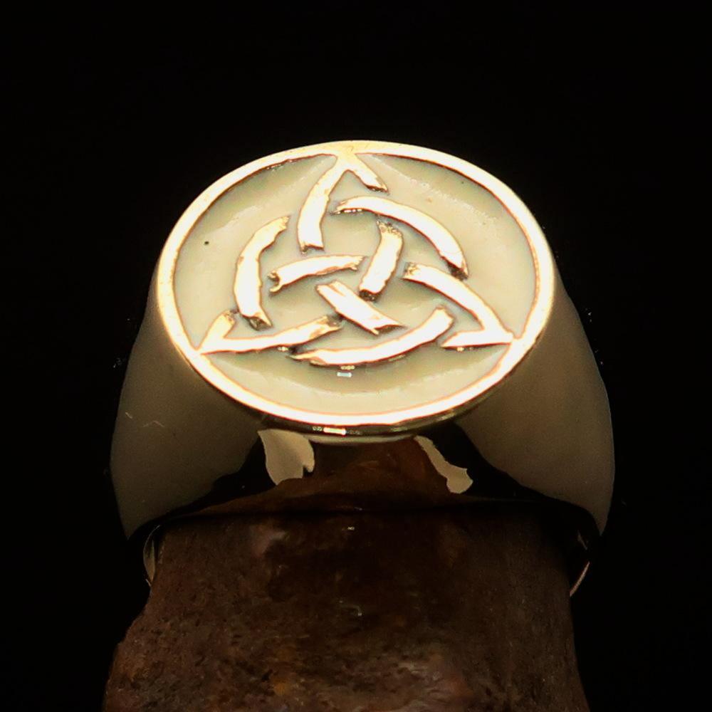 Nicely crafted Men's Triquetra Ring Celtic Triskelion Knot White - Solid Brass-1