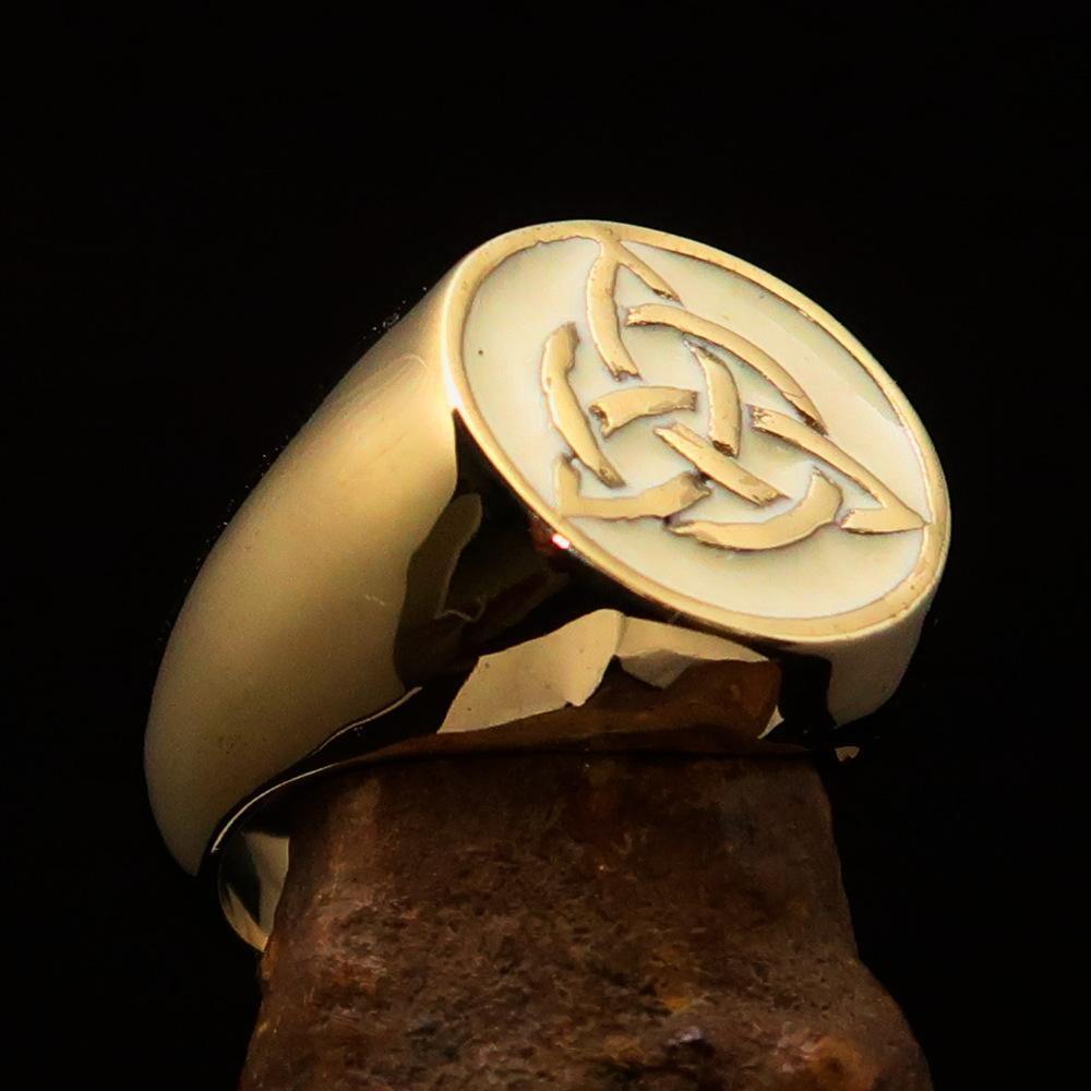 Nicely crafted Men's Triquetra Ring Celtic Triskelion Knot White - Solid Brass-2