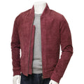 MEN BURGUNDY SUEDE BOMBER JACKET BOONVILLE