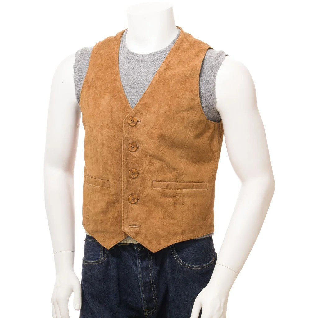 MEN CLASSIC TAN SUEDE VEST DAYTON