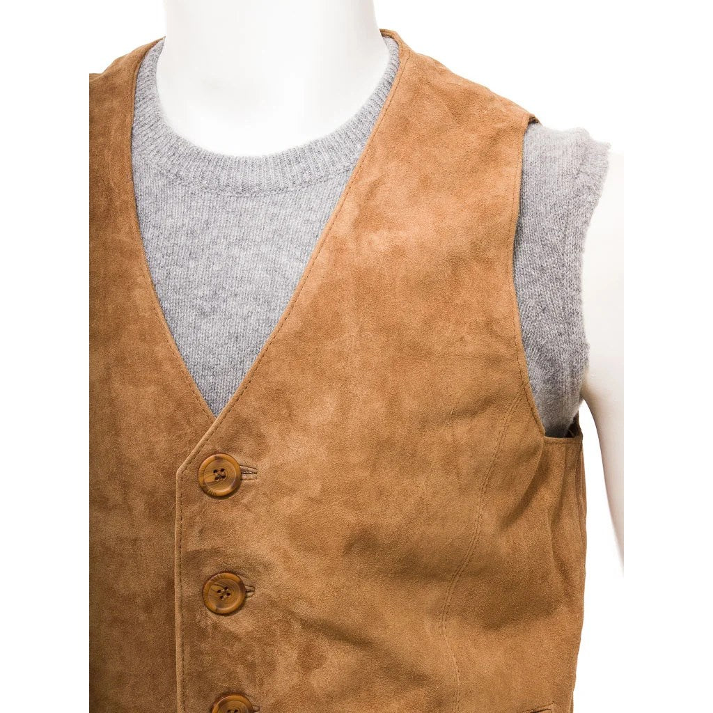 MEN CLASSIC TAN SUEDE VEST DAYTON