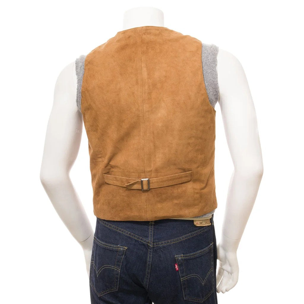 MEN CLASSIC TAN SUEDE VEST DAYTON