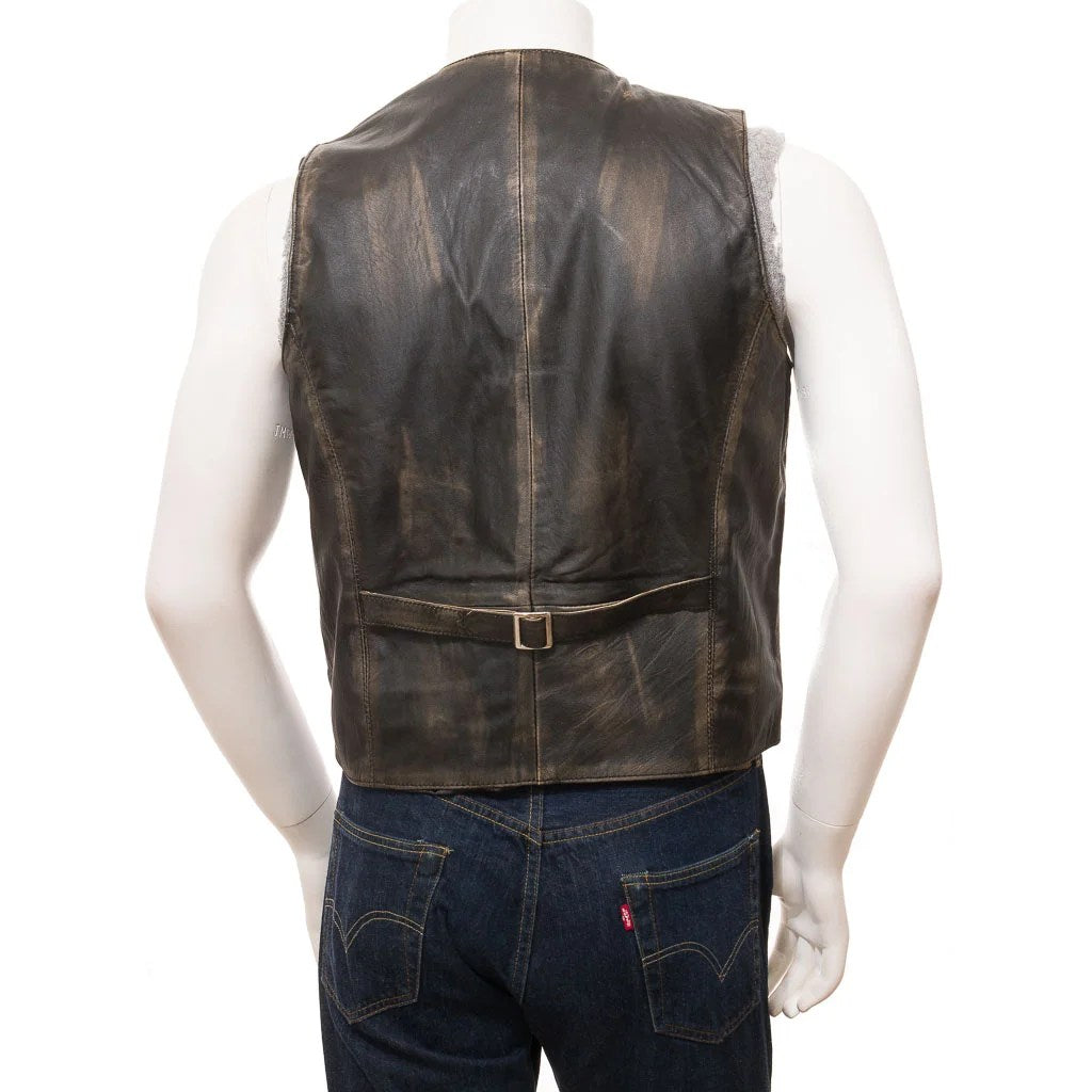 MEN CLASSIC VINTAGE LEATHER VEST DAYTON