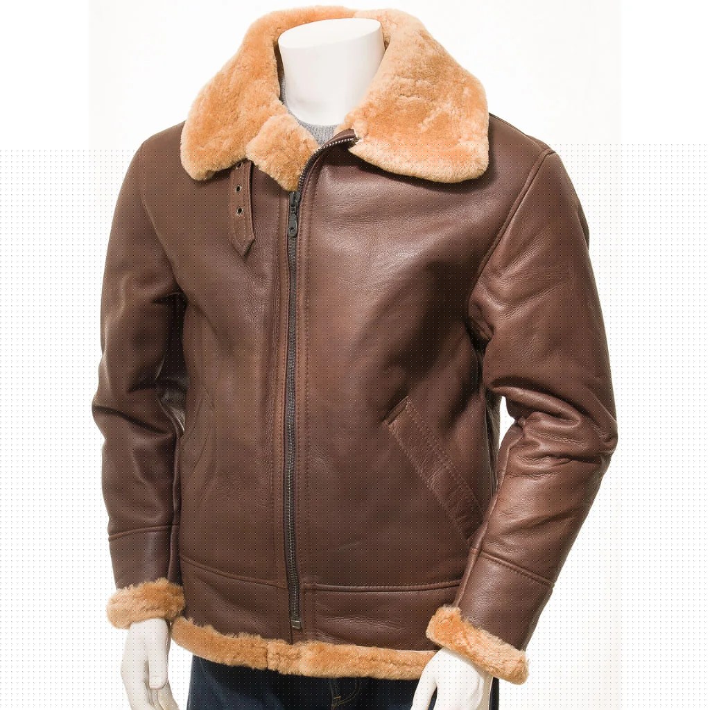 MEN BROWN AND GINGER SHEEPSKIN JACKET EDWARDS