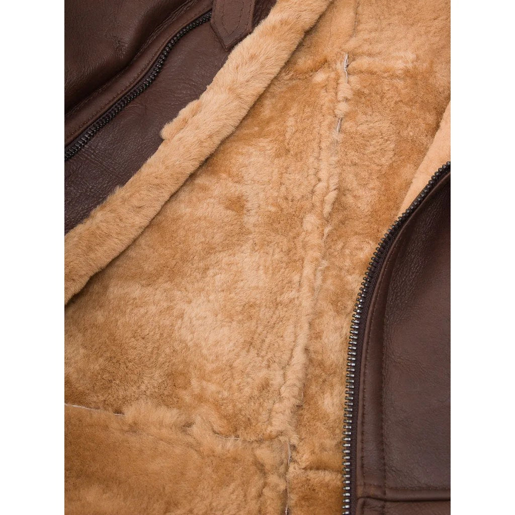 MEN BROWN AND GINGER SHEEPSKIN JACKET EDWARDS