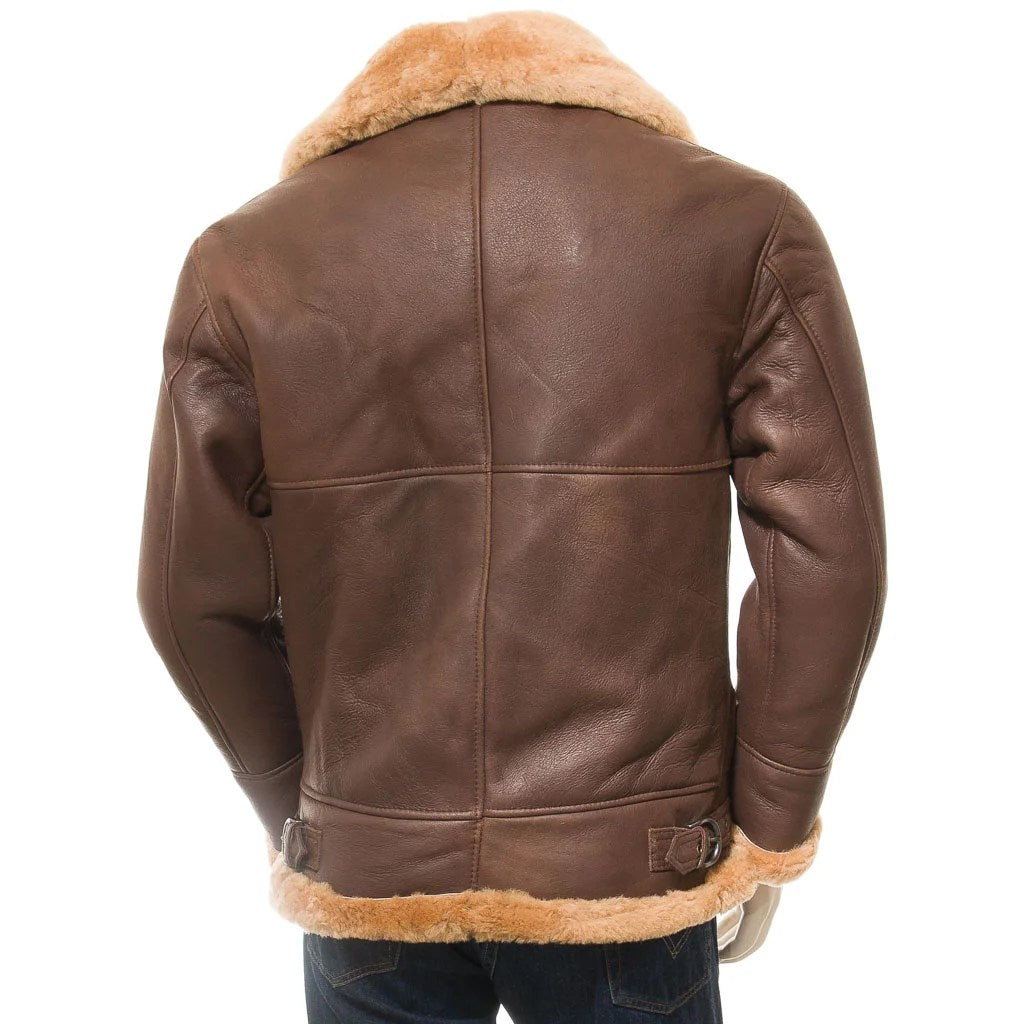 MEN BROWN AND GINGER SHEEPSKIN JACKET EDWARDS
