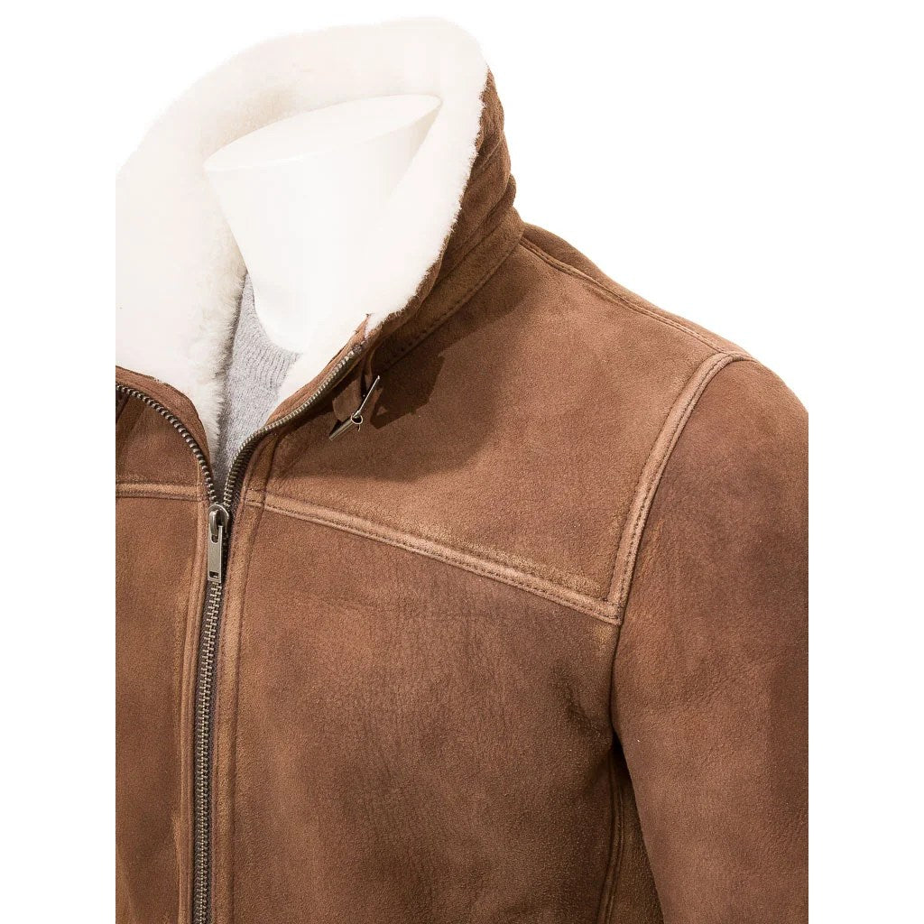 MEN BROWN SHEEPSKIN SHEARLING JACKET FLEMING
