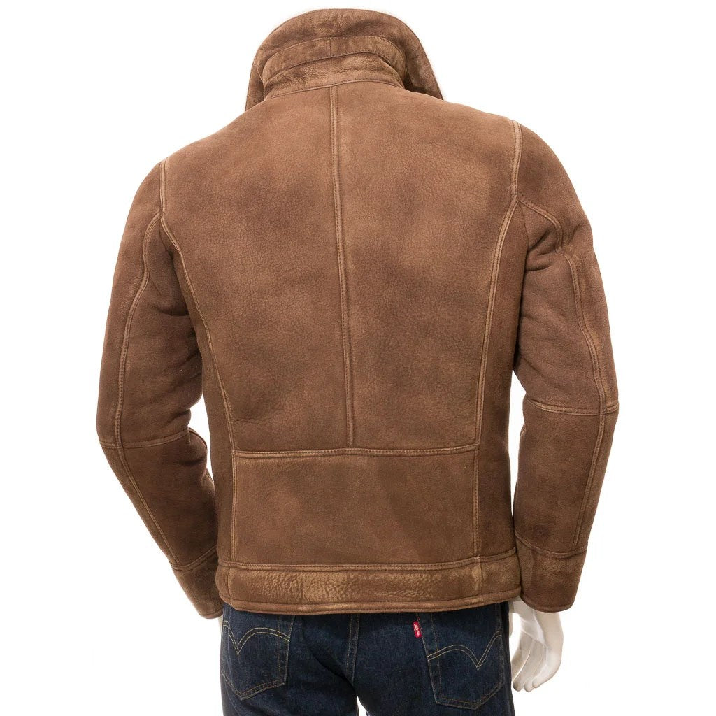 MEN BROWN SHEEPSKIN SHEARLING JACKET FLEMING