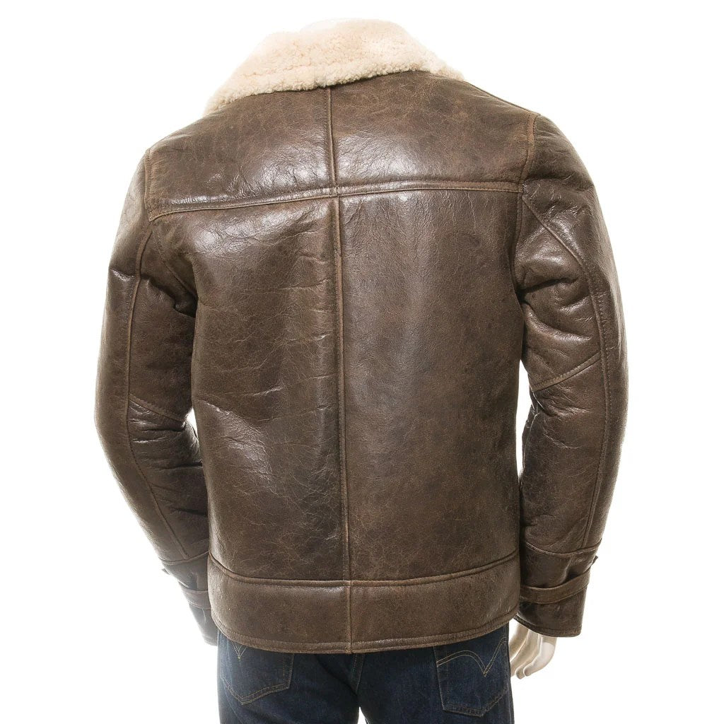 MEN BROWN SHEEPSKIN SHEARLING JACKET FOWLER