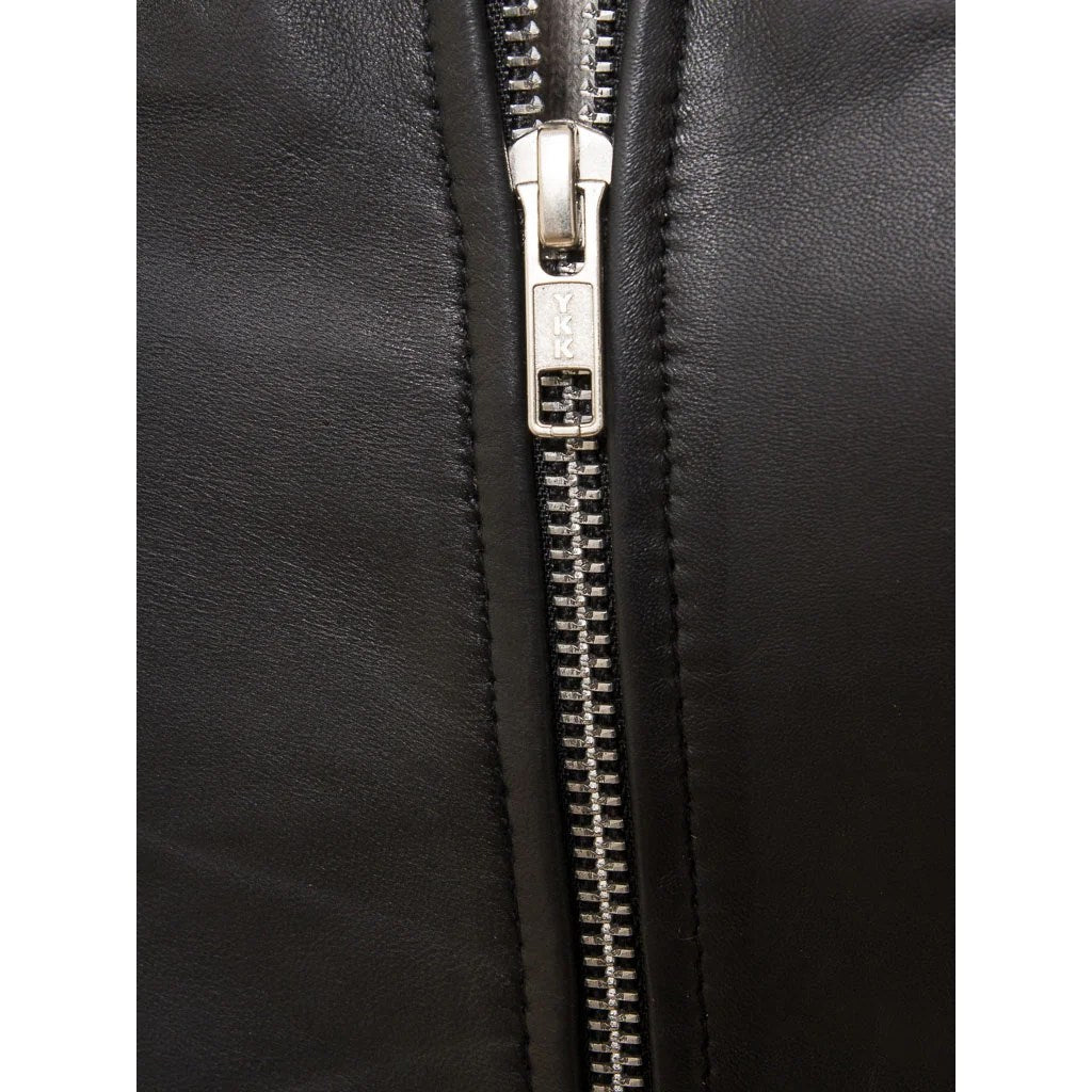 WOMENS BLACK LEATHER BIKER JACKET LABELLE