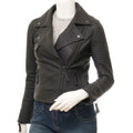 WOMENS BLACK LEATHER BIKER JACKET LANTANA